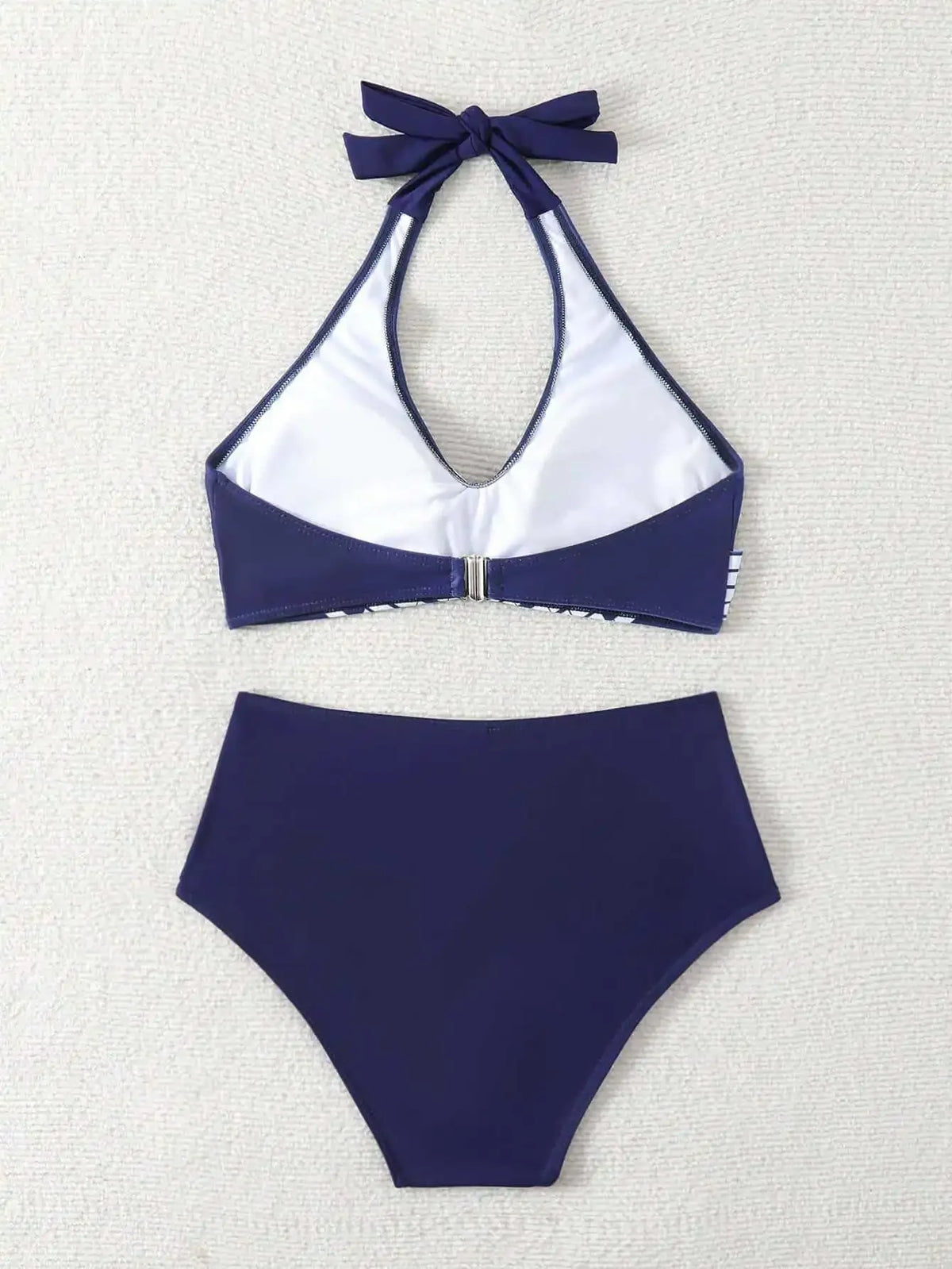 New Women High Waisted Halter Bikini Set Modest Triangle Tummy Control Swimwear Hot Spring Beach Vacation Summer Panties Sets