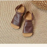 New Women's Peep Toe Flat Sandals - Retro Soft Leather Breathable Comfortable Versatile Casual Shoes 2026