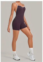 Women's Seamless Yoga Jumpsuits Fitness Sports Gym Hip-lifting Sleeveless One-piece Backless Workout Training Shorts Jumpsuit