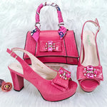 Doershow beautiful Italian Shoe and Bag Set New Shoes and Bag Set In Italy pink Color Italian Shoes with Matching Bags HFG1-23