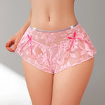 1pcs Low Rise Perspective Floral Panties Pink Elegant Women Boyshorts Breathable Comfortable Lady Briefs Underwear Sexy Lingerie