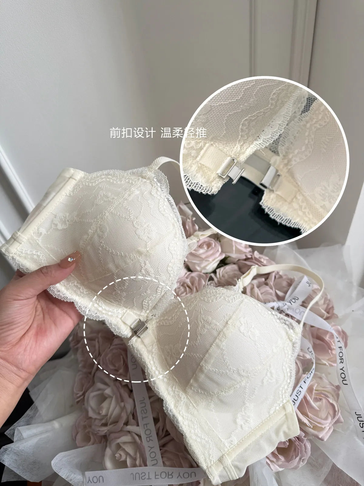 Summer Nouvelle Tendance! Soutien-Gorge Push Up à Fermeture Avant - Bretelles Dentelle Dos, Bralette Légère pour Petite Poitrine