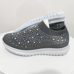 Women's Slip-On Crystal Sneakers 2025 Breathable Mesh Plus Size 35-43 Casual Flats Women Comfort Soft Sole Running Walking Shoes