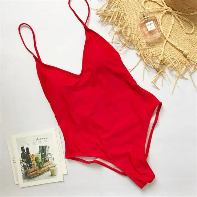 2026 V Neck Scrunch Butt Female Swimwear One Piece Swimsuit Women Backless Monokini Sexy High cut Bathing Suit Swim Bodysuit