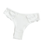 1 Pack Women's Lace Trim Ribbed Cotton Panties Breathable Low-Waist Briefs Sexy Side Lace Lingerie Skin-Friendly Underwear S-L