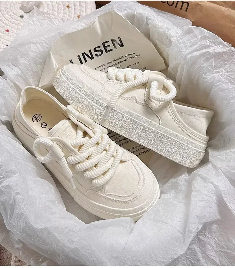 Women's Shoes WhiteNew Canvas Shoes Breathable Comfortable Platform Outdoor Casual Sports Shoes Zapatillas De Mujer