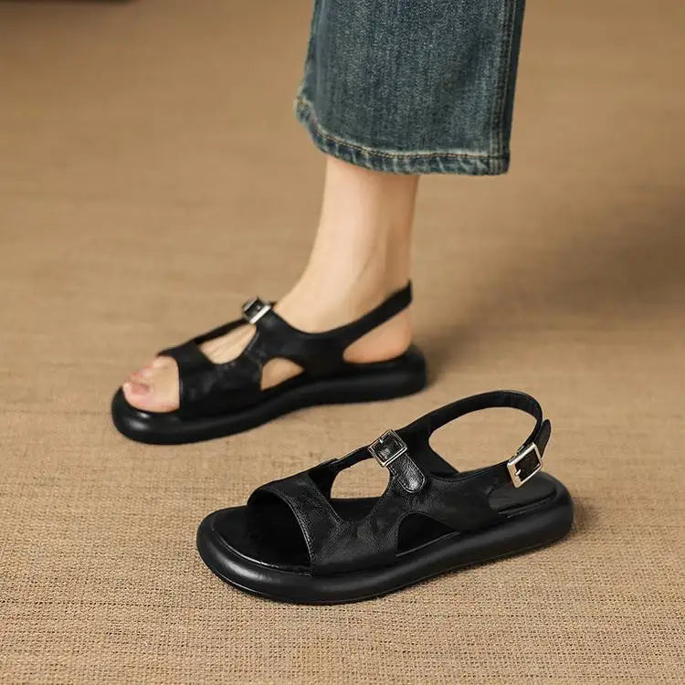 Spring and Summer New Model Fashion Low Heel Women's Shoes Fish Mouth Open-toe Buckle Casual Student Women's Sandals High 2.5cm