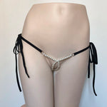 DEKA Women's Panties Swimming Open Crotchless Pearl Mini Micro Bikini Thongs G-Strings SwimsuitBriefs Exotic Lingerie Underwar