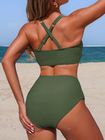 2026 U-wire Bikinis Solid Swimsuit Women High Waist Swimwear Female Bathers Bathing Swimming Swim Suit Beachwear XL