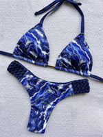 Fashion Print Halter Mini Thong High Cut Bikini Female Swimsuit Women Swimwear Two-pieces Bikini Set Bather Bathing Suit Swim