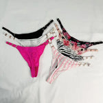 Low Rise Sexy Thong Women Underwear Briefs Seamless Panties Zebra Flower Luxury Metal Buckle G String Bikini Girls Female Panty