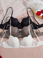 3, 6Pcs Elegant Bow Women's Underwear Set Lace Spliced Push up Bras French Soft Women's Bra Lingerie Underwear