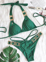 Sexy Halter Crystal Diamond Bikini 2025 Female Swimsuit Women Brazilian Swimwear Two piece Bikini set Triangle Bathing Suit Swim