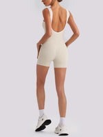 Sexy Sleeveless Backless Scrunch Yoga Jumpsuit Women Color-block U Neck Slim Sports One Piece Suits Tight Fitness Gym Overalls