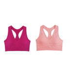 2Pcs/Set Women Deep V Neck Y-Back Padded Tank Bra Rib Cropped Tank Bralette Racerback Strap Daily Inner Top One Size Underwear