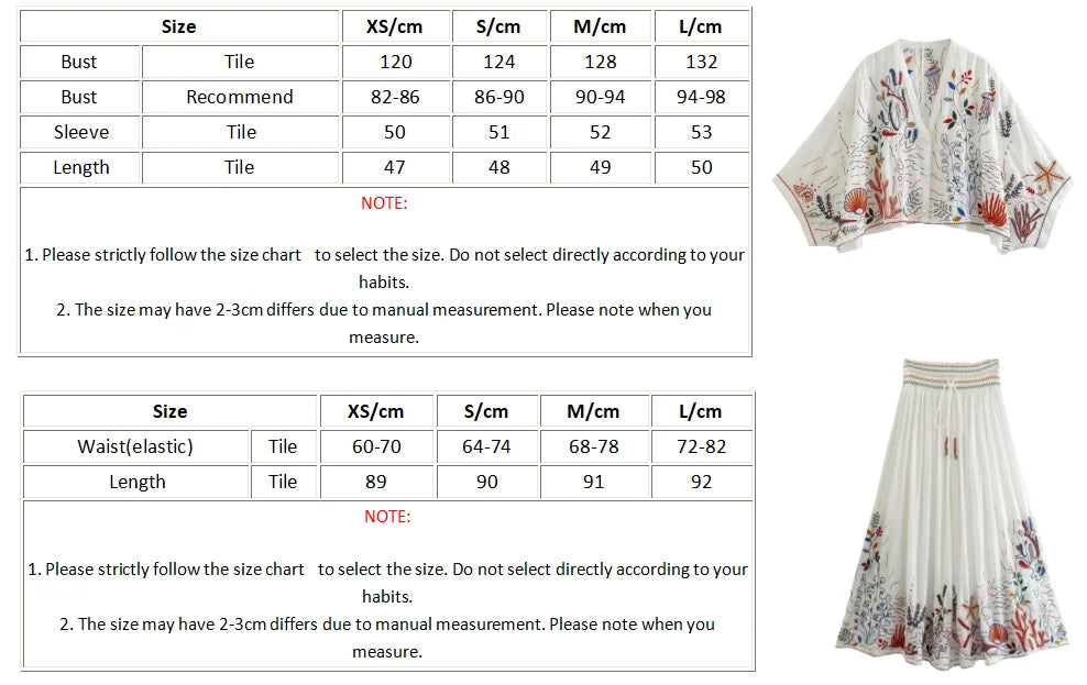 Batwing Sleeve Women Autumn Embriodery Paisley Print Skirt Set Outfits V Neck Button Tiered Mini Skirt Dress Suit Vintage Set