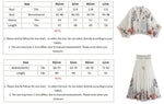 Batwing Sleeve Women Autumn Embriodery Paisley Print Skirt Set Outfits V Neck Button Tiered Mini Skirt Dress Suit Vintage Set