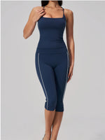 Women's 2 Piece Yoga Set Summer Brushed Color-Block Slim Sports Tank Top High Waist Pants Gym Running Fitness Suits Tracksuit