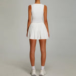 Naked Breathable Sleeveless Tennis Dress for Women O Neck Sleeveless High-intensity Sports Pleated Skirt with Separate Shorts