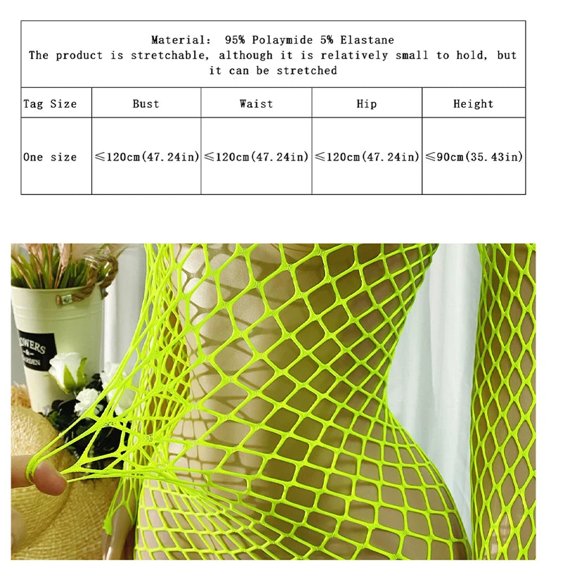1 PC Women Sheer Mesh Long Sleeve Beach Cover Up Sexy See-Through Fishnet Bodycon Dress for Summer No Bikini Included