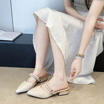 Sandals for Woman Chunky Pointed Toe Footwear Summer 2026 Thick Heel Block HighPumps Women's Shoes Slippers