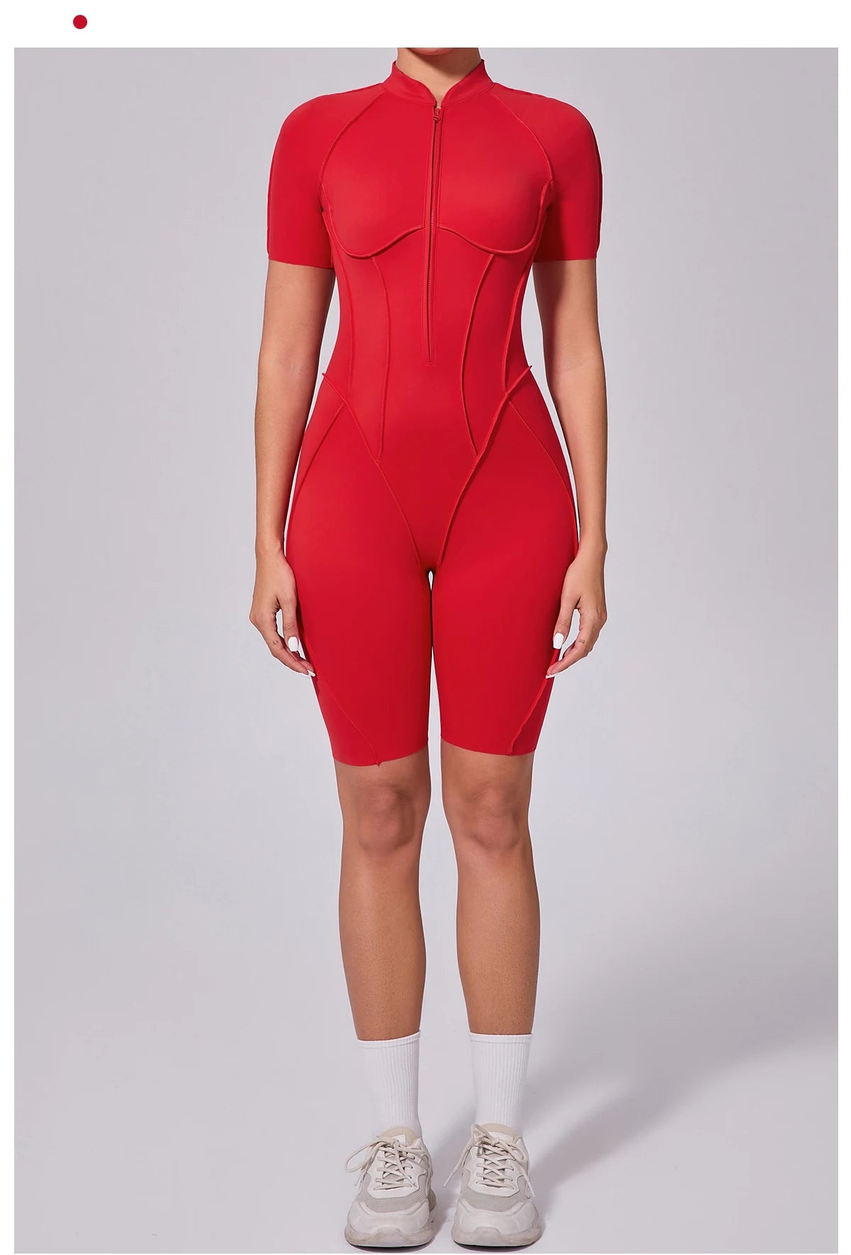 Summer Zipper Workout Jumpsuit Sports Overalls Women Running Fitness Short Sleeve Yoga Bodysuit