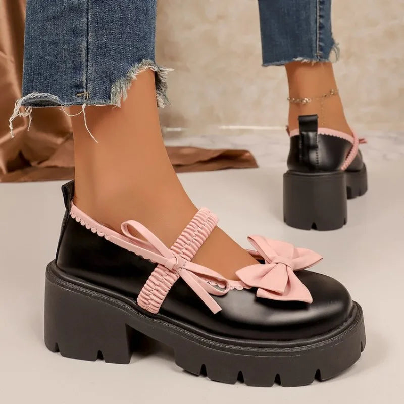 Women's Lolita Style Platform Mary Janes, Winter Autumn Comfortable Versatile Shoes for Tea Party
