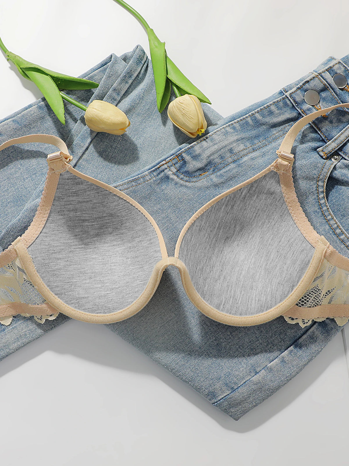 Women's Smooth Push Up Bra Underwire Lace Side Supportive Adjustable Straps Comfortable Everyday Lingerie J3071