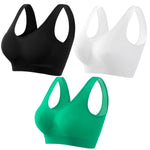 3Pcs/Set Women Seamless Knit Tank Sports Bra Solid Color Bralette Top Wide Strap Integrated Lining Without Pads Lingerie S-5XL