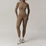 Zipper Workout Jumpsuit Sports Overalls Women Gym Clothing Running Long Sleeves Fitness Gym Tracksuit Short Sportswear Yoga Set