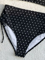 Black Polka Dot Print Bikini Set Women Ruffles V Neck Push Up Bra Drawstring Side High Waist Swimsuit 2026 Bathing Suit Swimwear