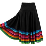High Waist Spanish Swing Skirt Midi Skirt Ladies Folk Dance Skirt Elastic Large Swing Hem Mexican Flamenco Performance Skirts