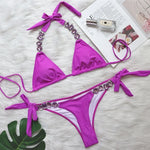 6 Colors Sexy Bikini Women Swimwear Swimsuit Push Up Shiny Crystal Diamond Chain Bikinis Set Bathing Suit Maillot De Bain Femme