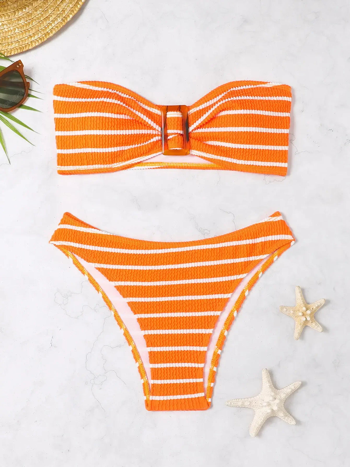 Blue Striped Bikini 2025 Brazilian Biquini Bandeau Two Pieces Swimsuit Women Thong Bathing Suit Swimwear Female Summer Beachwear