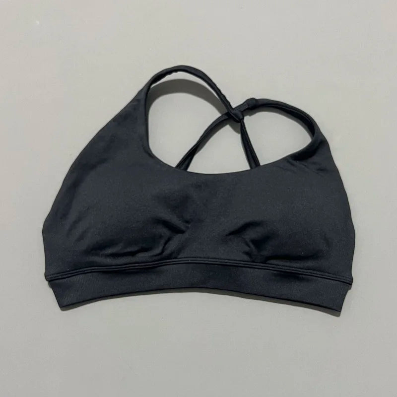 HISTELLO Impacts Asymmetric Sports Bra Women Seamless Yoga Underwear Adjustable Backless Halter Top Workout Running Gym Bra