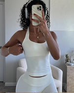 Gym Top Women Clothes Strappy Workout Tank Top Padded Sports Bra Backless Yoga Shirts Seamless Gym Crop Top Halter Fitness Vest