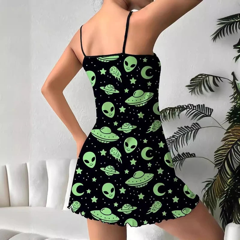 Sexy Leopard Print Nightgown With Spaghetti Strap Slip And Satin Fabric Breathable Comfy For Summer Sleepwear Dress Loungewear
