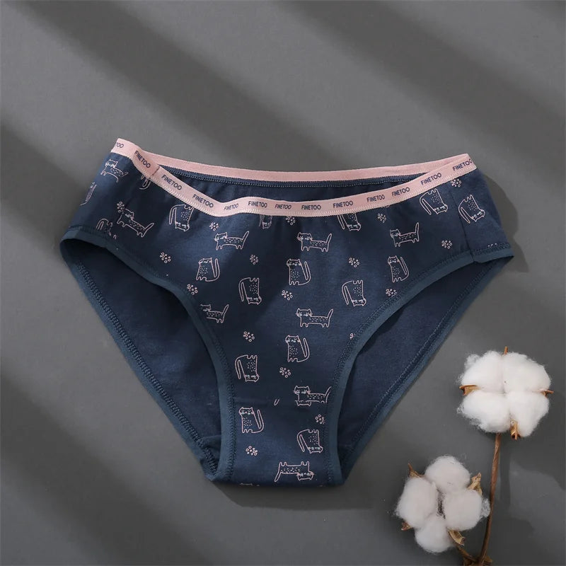 Women Printing Floral Panties 3Pcs/set Low-Rise Cotton Briefs Female Comfortable Underwear Female Soft Panties Lingerie M-2XL