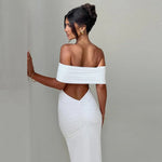 Temperament Slim Strapless Long Dress Women Solid Color Sexy Off-shoulder Backless Package Hip Sleeveless Club Party Dresses