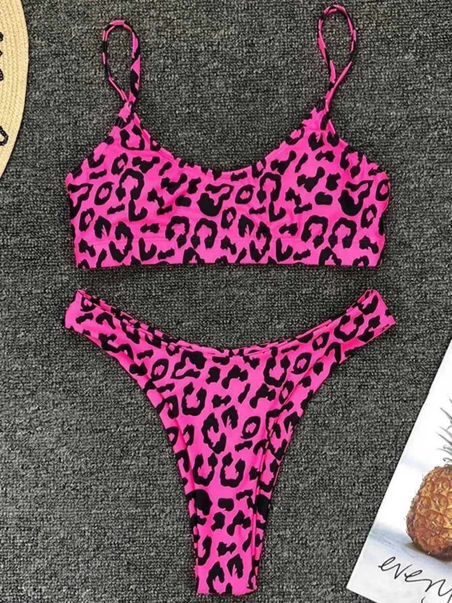 2026 Sexy Leopard Brazilian Bikini Female Swimsuit Women Swimwear Two Pieces Bikini Set High Cut Push Up Bathing Suit Swim Lady