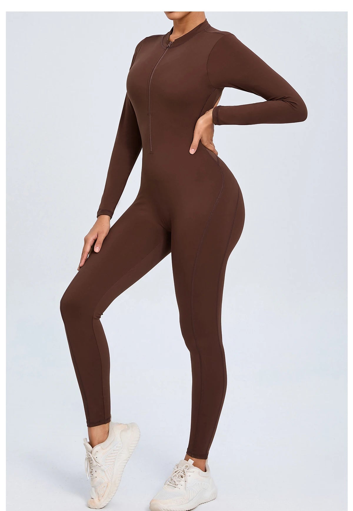Women Sportwear Yoga Jumpsuit Zip Long Sleeve Back Open Outfit Fitness Tracksuit Tight One-piece Gym Overalls Sports Bodysuit
