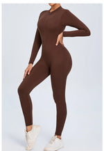 Women Sportwear Yoga Jumpsuit Zip Long Sleeve Back Open Outfit Fitness Tracksuit Tight One-piece Gym Overalls Sports Bodysuit