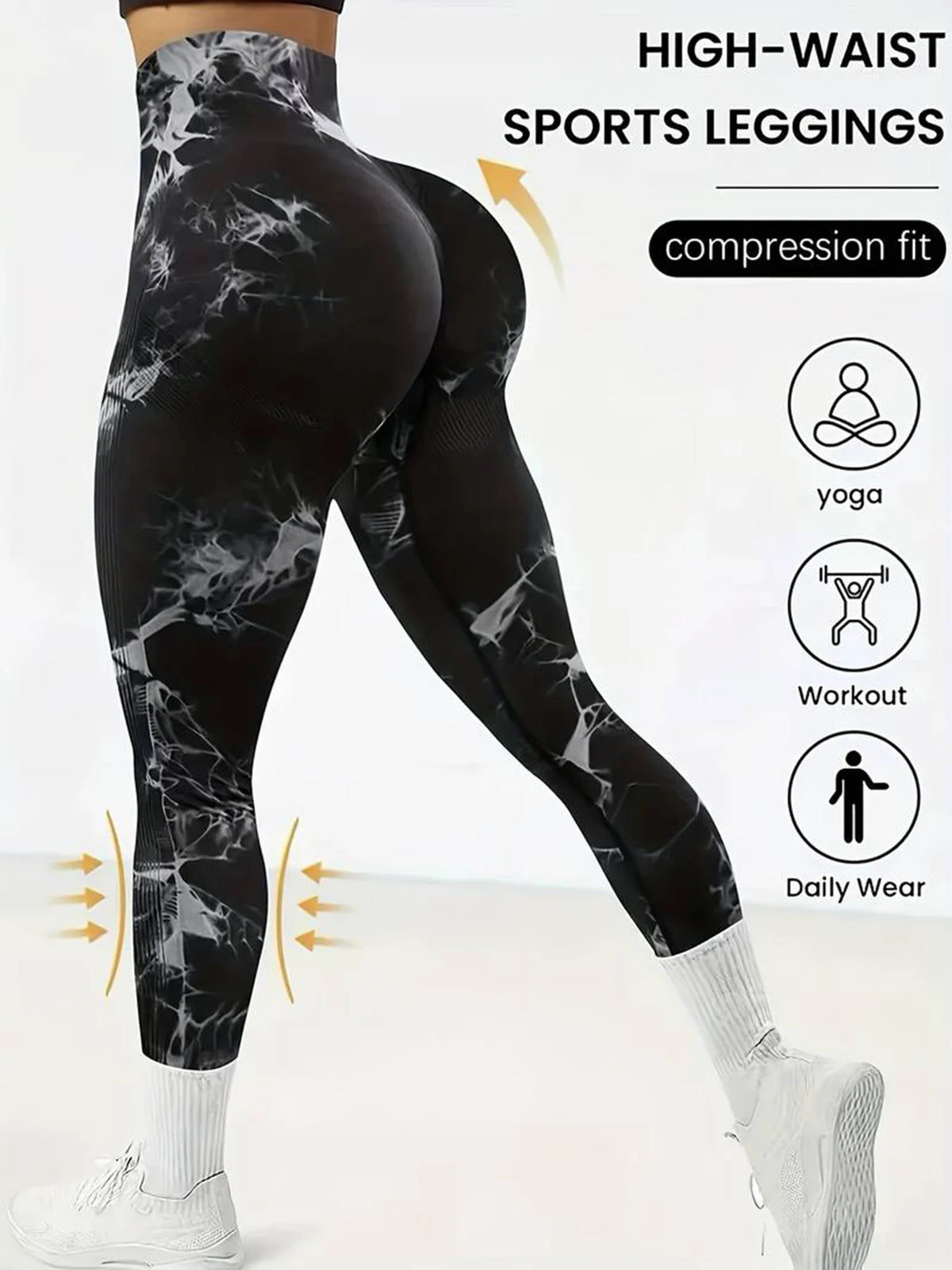CZGUKE 2-PCS Tie Dye Seamless Women's High Waisted Yoga Pants Tight Waist and Hip Lifting Elastic Wide Waist Sports Leggings