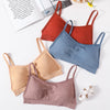 Women Seamless Tube Top Detachable Pads Narrow Back Thin Straps Bralette Breathable Comfort Soft Wireless Bra Crop Top M-XL