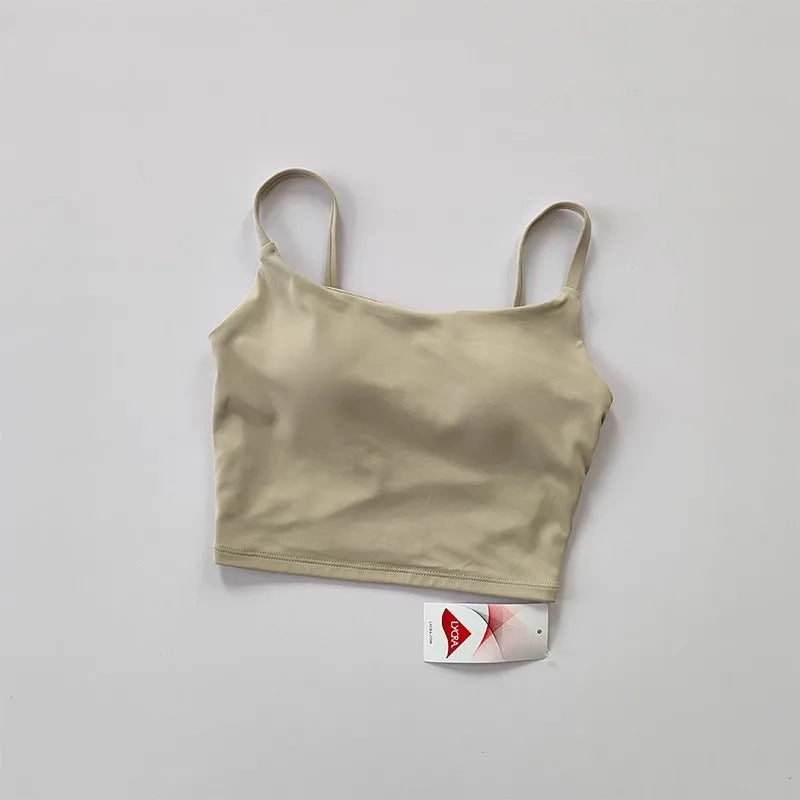 Women's yoga sports bra, small camisole vest integrated fixed gathering sports and fitness bra