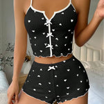 Women's Pajamas Set Sleepwear 2 PCS Short Tank Tops And Shorts S M L White Ventilate Soft Casual Love Printing
