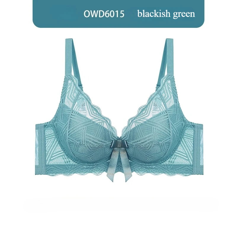 Minimizer Full Coverage Bra Plus Size70-95 B-F Sheer Lace Underwire Underwear Side Support Slimming Demi Cup Lingerie for Women