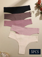 5PCS Seamless Maillard Panties Ultra-thin Brazilian panties Women Ice Silk Underwear Sexy Panty Low Waist G-string Female Solid