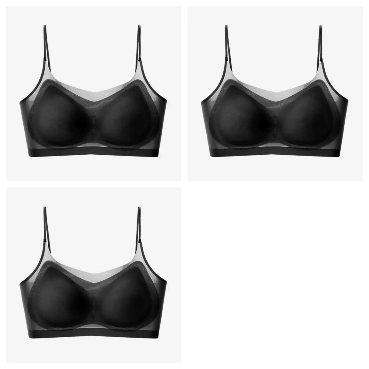 3Pcs/Set Ultra-thin Bras Women Ice Silk Small Chest Underwear Sexy Lingerie Padded Seamless Bra Summer Tube Top