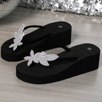Shiny Sequins Decor Wedge Flip Flops for Women Luxury Open Toe High Heel Sandal Woman 2025 Vacation Beach Non Slip Slides Female